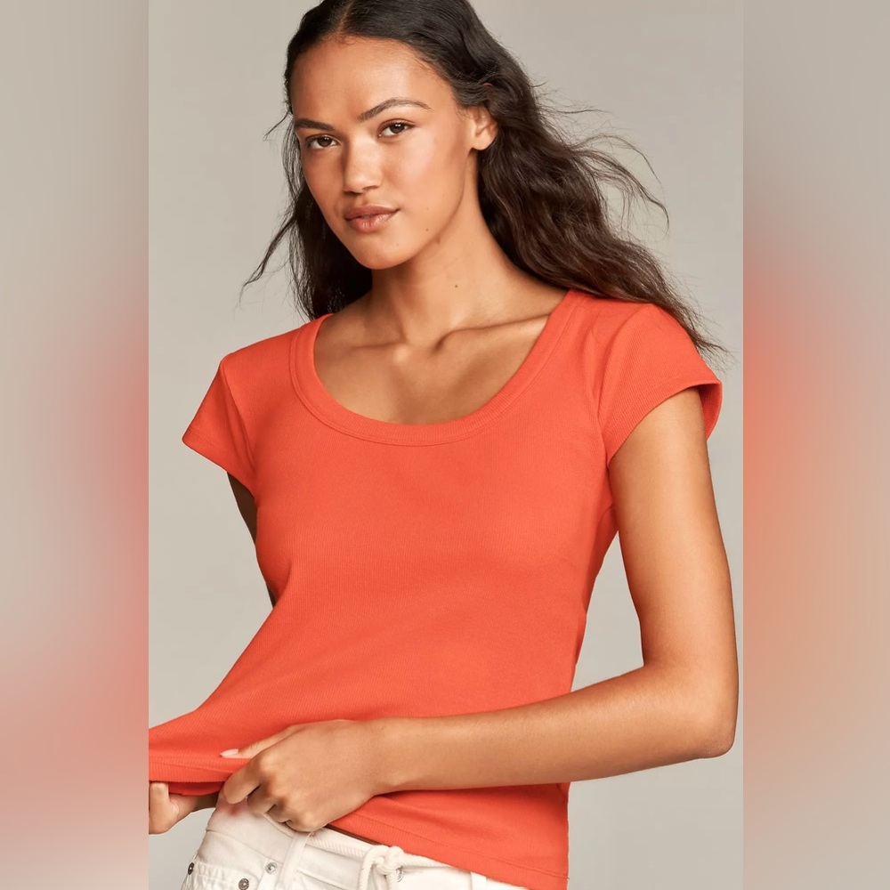 ANTHROPOLOGIE Slim Scoop-Neck Tee NWT Size XX-Small